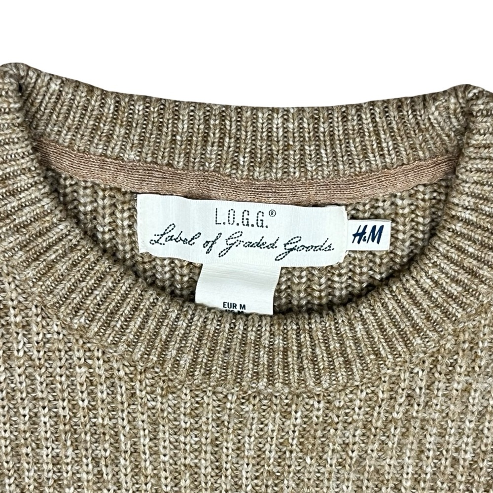 H&M Crewneck Pull Over JumperKnit Sweater In Tan Preppy Old Money Fisherman - Picture 5 of 8